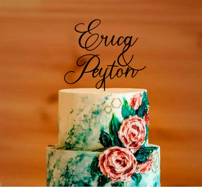 Personalized name cake topper, engagement wood topper, wedding favors, bridal shower or baptism décor, custom birthday party decoration