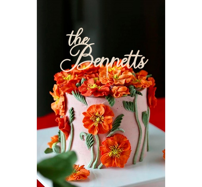 Personalized name cake topper, engagement wood topper, wedding favors, bridal shower or baptism décor, custom birthday party decoration