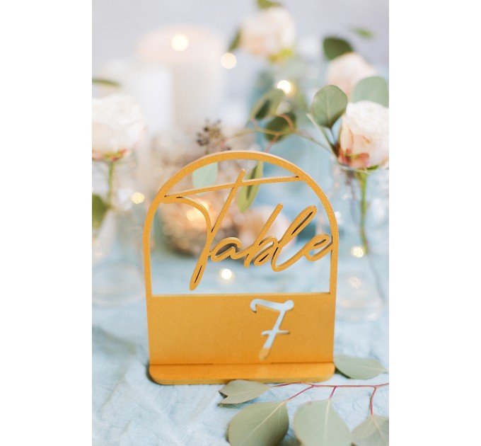 Arch table numbers, terracotta wedding, retro table sign, birthday centerpiece, bridal shower or baptism girl decor, restaurant table stand