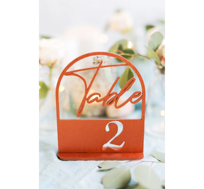 Arch table numbers, terracotta wedding, retro table sign, birthday centerpiece, bridal shower or baptism girl decor, restaurant table stand
