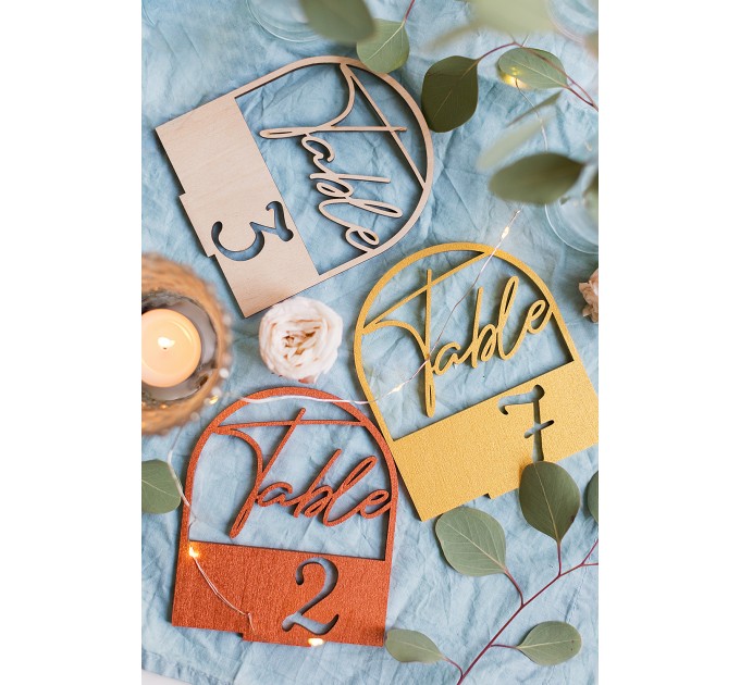 Arch table numbers, terracotta wedding, retro table sign, birthday centerpiece, bridal shower or baptism girl decor, restaurant table stand