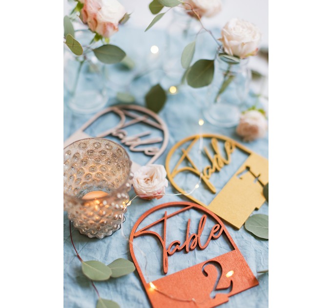 Arch table numbers, terracotta wedding, retro table sign, birthday centerpiece, bridal shower or baptism girl decor, restaurant table stand