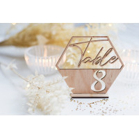Hexagon table numbers, modern wedding decoration, wood birthday centerpiece, baptism party decor, black reception sign, anniversary event