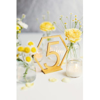 Table Numbers Hexagon table numbers Wedding Table Numbers Gold table numbers Table decoration Numbers with base Wood table numbers