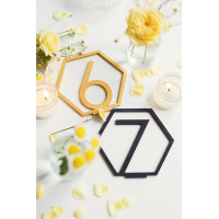 Table Numbers Hexagon table numbers Wedding Table Numbers Gold table numbers Table decoration Numbers with base Wood table numbers