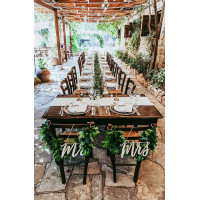 Wedding Chair Signs Mr and Mrs Sign, Laser Cut Wooden Rustic Wedding Favors, Bride and Groom