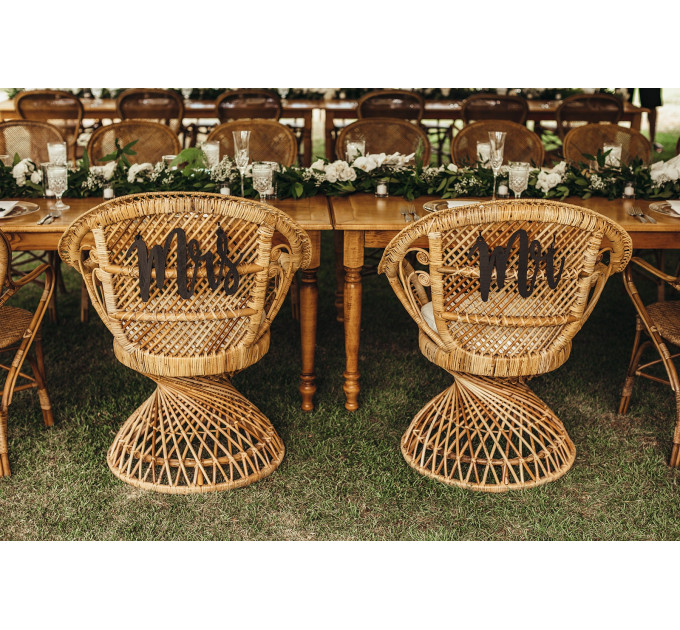 Wedding Chair Signs Mr and Mrs Sign, Laser Cut Wooden Rustic Wedding Favors, Bride and Groom