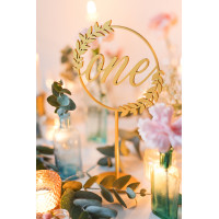 Wooden table numbers, floral wedding centerpiece, rustic table decor, bohemian reception decoration, bridal shower or baptism party decor