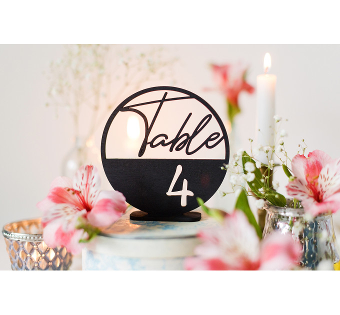 Round wooden table numbers