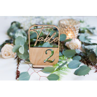 Table numbers, modern table numbers, boho wedding sign, wooden golden table number decoration, anniversary party centerpiece