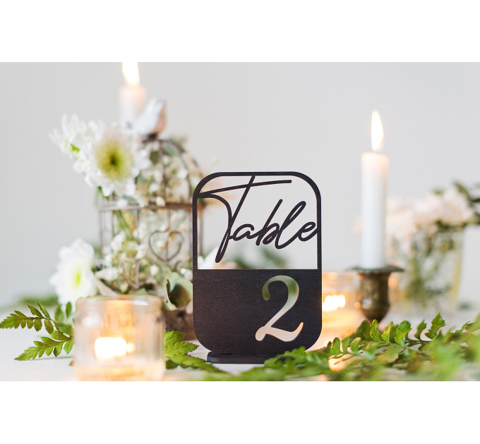 Table numbers, modern table numbers, boho wedding sign, wooden golden table number decoration, anniversary party centerpiece