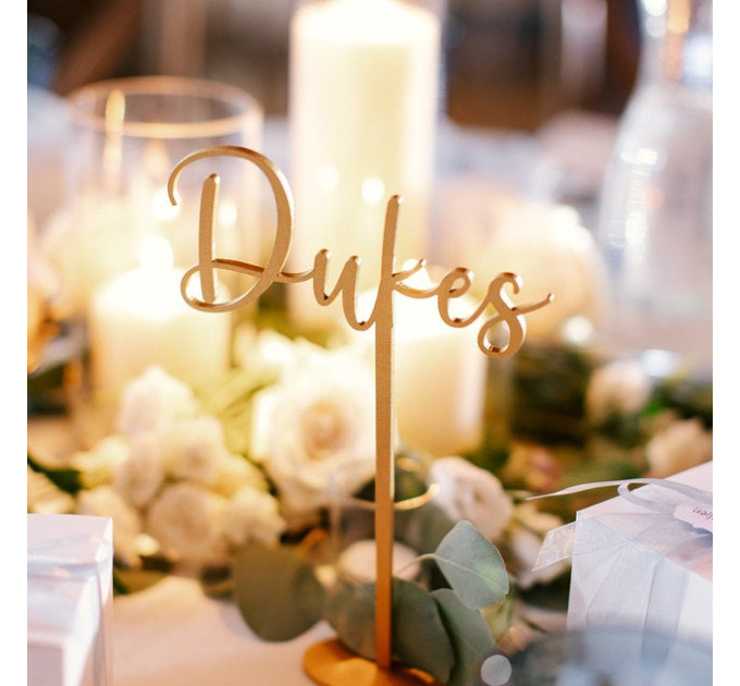 Wooden Wedding Table decor, Wooden Table Numbers, Table Sign Holder, Custom Table Numbers, Wedding Centrepieces,Laser Cut Names
