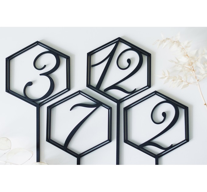 Wooden Table Numbers, rustic table signs wedding, hexagon table number, table number wedding, wedding decor, wedding table decor ideas,