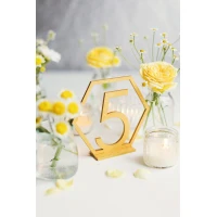 Table Numbers Hexagon table numbers Wedding Table Numbers Gold table numbers Table decoration Numbers with base Wood table numbers