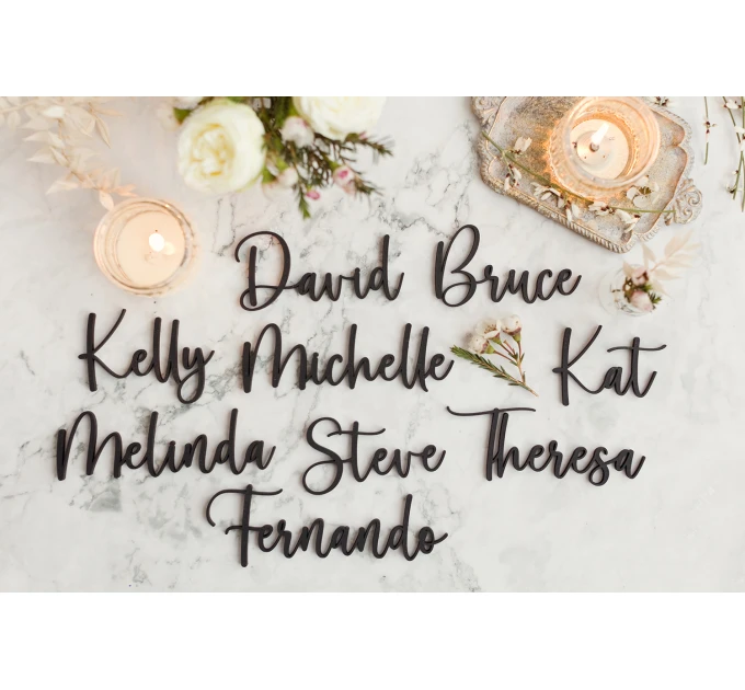 Wedding place card, laser cut names. Wedding place names, table name cards Wood place card